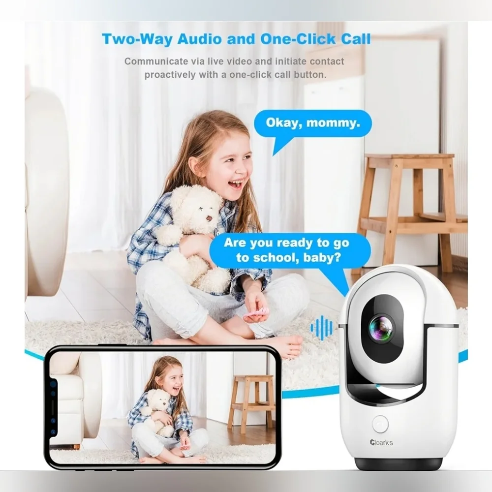 Cloarks 2K Pan/Tilt Security Camera, WiFi Indoor Camera New In Box